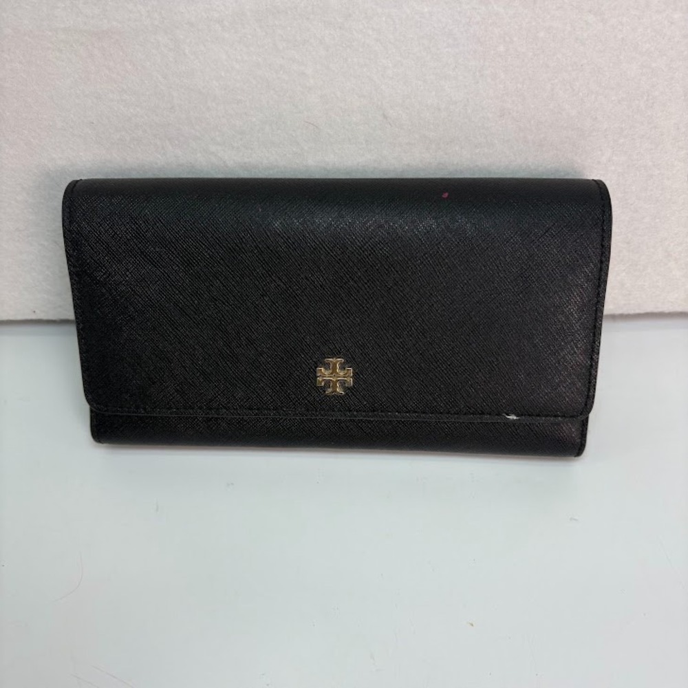 Tory Burch Black Saffiano Leather‎ Wallet Black with Gold Hardware